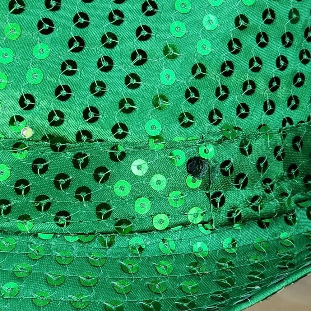 🔺️NWOT Green Sequined Light-Up Fedora Hat - Picture 7 of 8